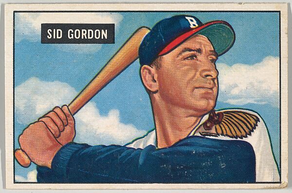 Sid Gordon, Left Field, Boston Braves, from Picture Cards, series 5 (R406-5) issued by Bowman Gum, Issued by Bowman Gum Company, Commercial color lithograph 