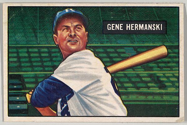 Issued by Bowman Gum Company - Gene Hermanski, Outfield, Brooklyn