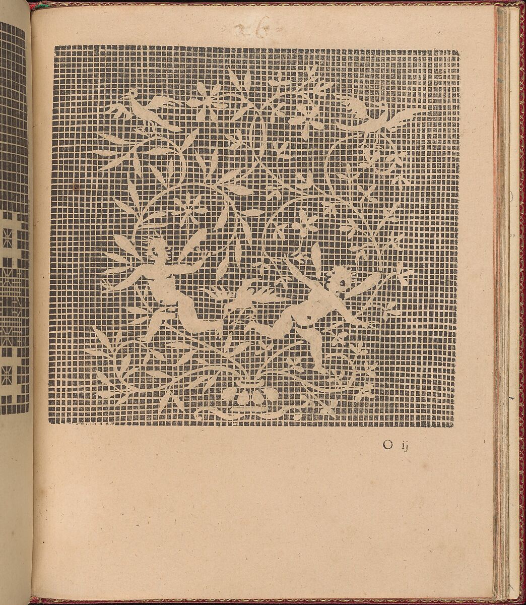 Les Singuliers et Nouveaux Portraicts... page 54 (recto), Federico de Vinciolo (Italian, active Paris, ca. 1587–99), Woodcut 