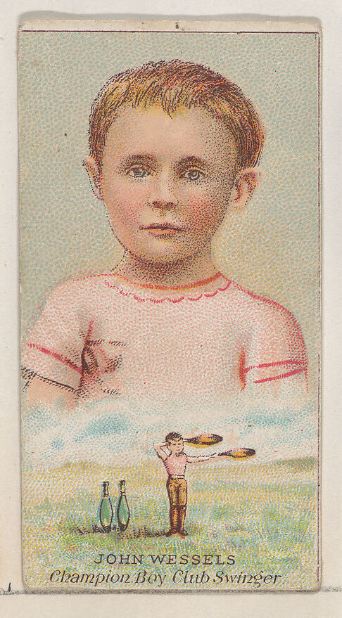 John Wessels, Champion Boy Club Swinger, from the Champions of Games and Sports series (N184, Type 2) issued by W.S. Kimball & Co., Issued by W.S. Kimball &amp; Co., Commercial color lithograph 