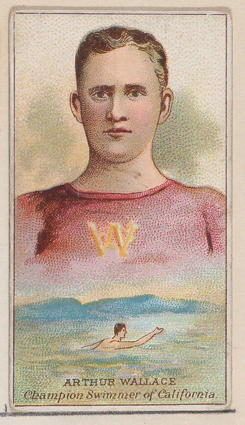 Arthur Wallace, Champion Swimmer of California, from the Champions of Games and Sports series (N184, Type 2) issued by W.S. Kimball & Co., Issued by W.S. Kimball &amp; Co., Commercial color lithograph 