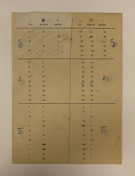 Sketches for "The Sun", Richard Lippold (American, Milwaukee, Wisconsin 1915– 2002 Roslyn, New York), Typewritten ink and colored pencil on paper 