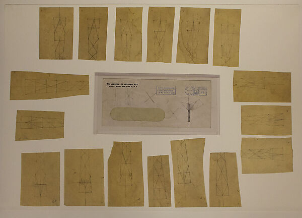 Sketches for "The Sun", Richard Lippold (American, Milwaukee, Wisconsin 1915– 2002 Roslyn, New York), 17 Graphite drawings on papers and 1 graphite drawing with printed blue and black inks on an envelope 