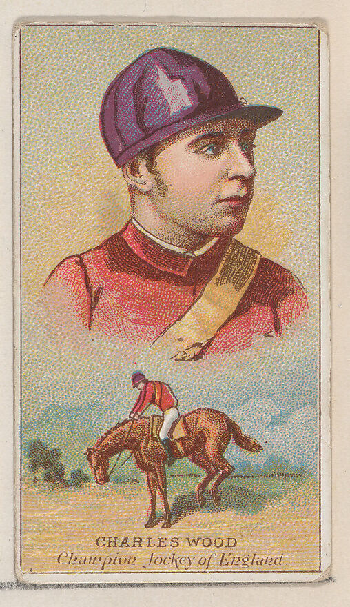 Charles Wood, Champion Jockey of England, from the Champions of Games and Sports series (N184, Type 2) issued by W.S. Kimball & Co., Issued by W.S. Kimball &amp; Co., Commercial color lithograph 