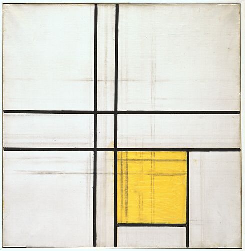 Composition with Double Lines and Yellow (unfinished)