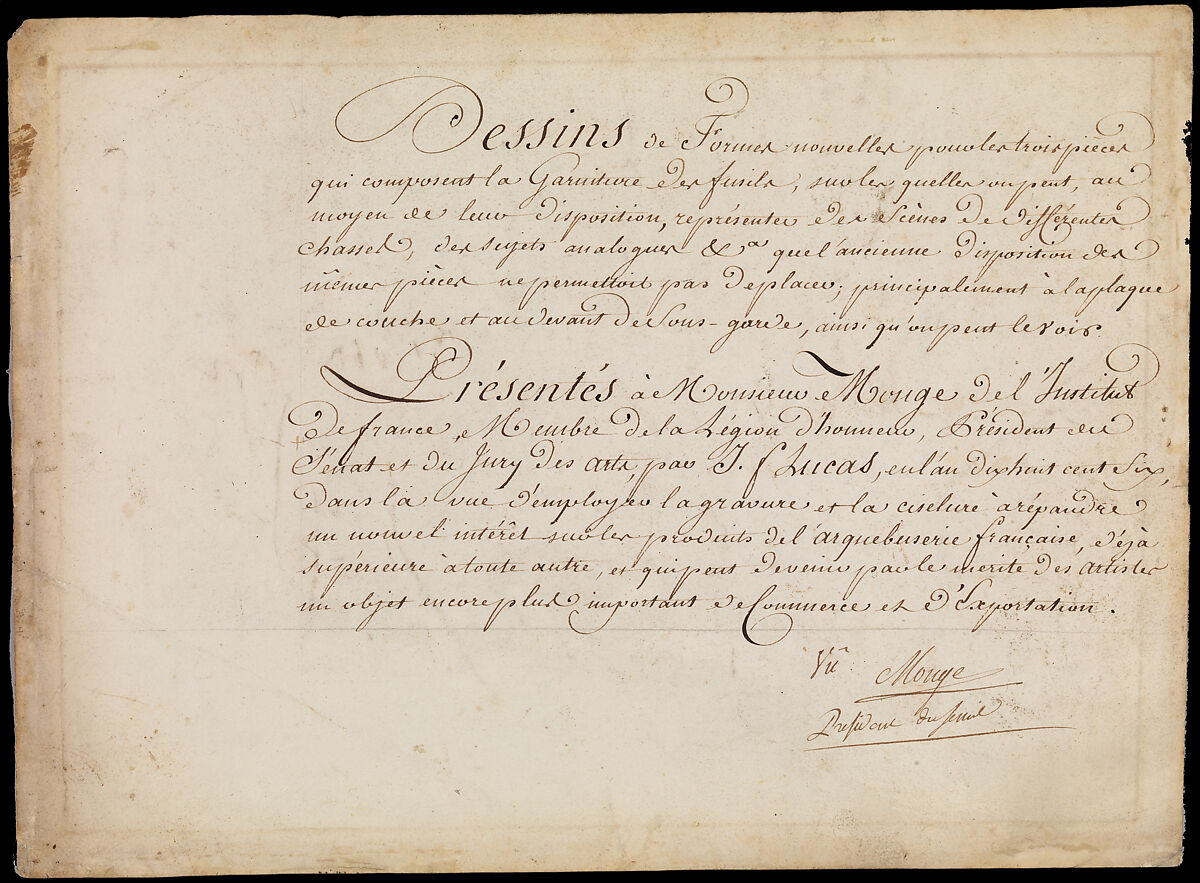 Drawing with Seven Designs for Firearms Ornament, Jean-Francois Lucas (French, 1747–1825), Pen and black ink, with gray wash and traces of graphite, on paper, French