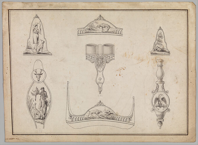 Drawing with Seven Designs for Firearms Ornament