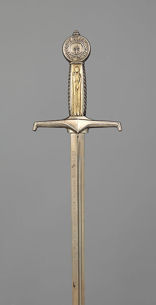 Academician Sword and Scabbard of Fernand Sabatté (1874–1940), Auguste Albert Herbemont (French, 1874–1953), Steel, nickel, silver, gold, wood, leather, French
