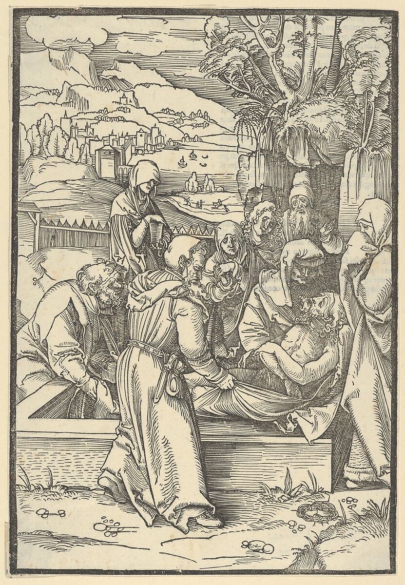 The Entombment, from Speculum passionis domini nostri Ihesu Christi, Hans Schäufelein (German, Nuremberg ca. 1480–ca. 1540 Nördlingen), Woodcut 