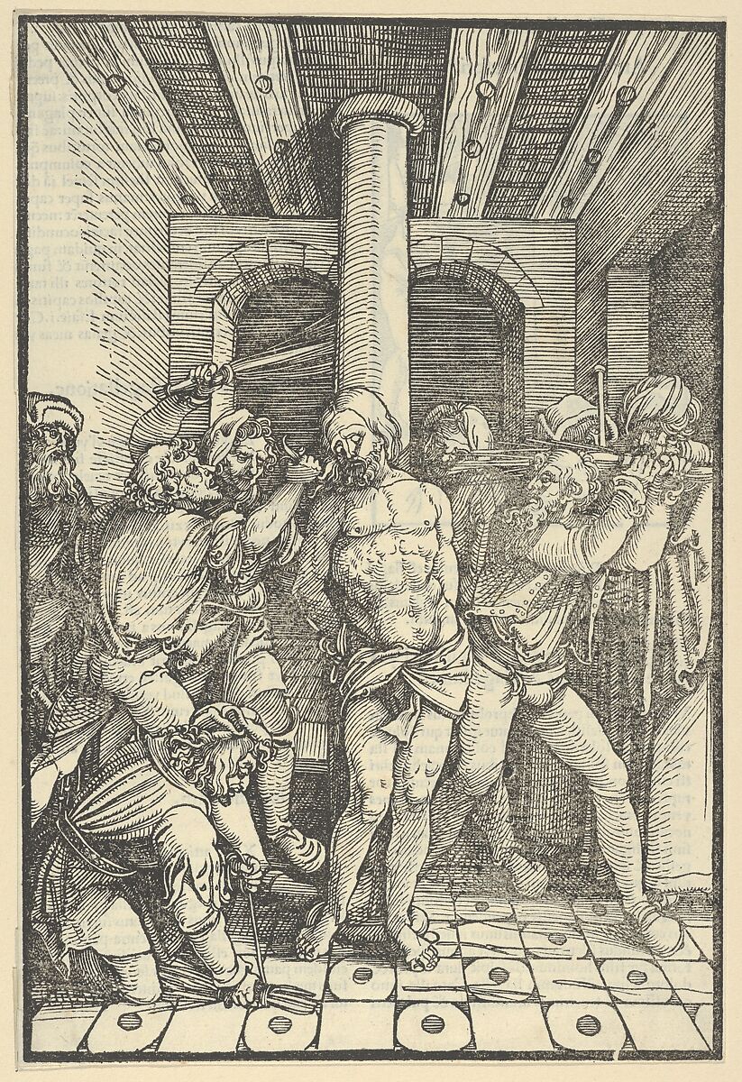 Christ Scourged, from Speculum passionis domini nostri Ihesu Christi, Hans Schäufelein (German, Nuremberg ca. 1480–ca. 1540 Nördlingen), Woodcut 