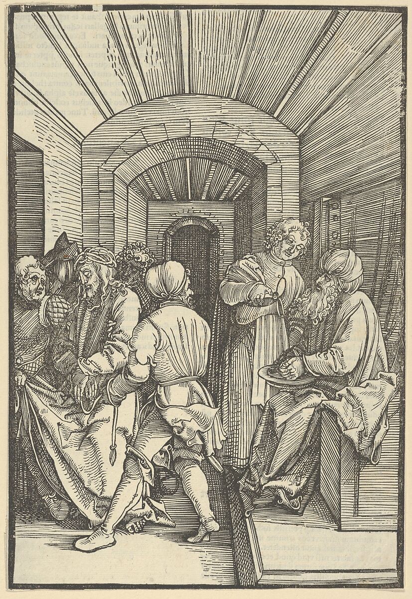 Pilate Washing his Hands, from Speculum passionis domini nostri Ihesu Christi, Hans Schäufelein (German, Nuremberg ca. 1480–ca. 1540 Nördlingen), Woodcut 