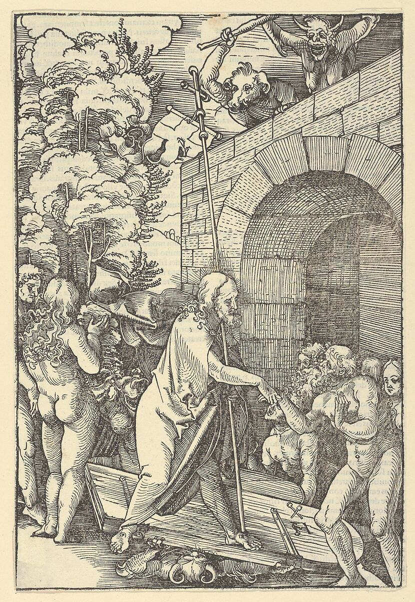 Christ in Limbo, from Speculum passionis domini nostri Ihesu Christi, Hans Schäufelein (German, Nuremberg ca. 1480–ca. 1540 Nördlingen), Woodcut 