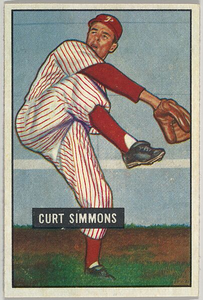 Curt Simmons, Pitcher, Philadelphia Phillies, from Picture Cards, series 5 (R406-5) issued by Bowman Gum, Issued by Bowman Gum Company, Commercial color lithograph 