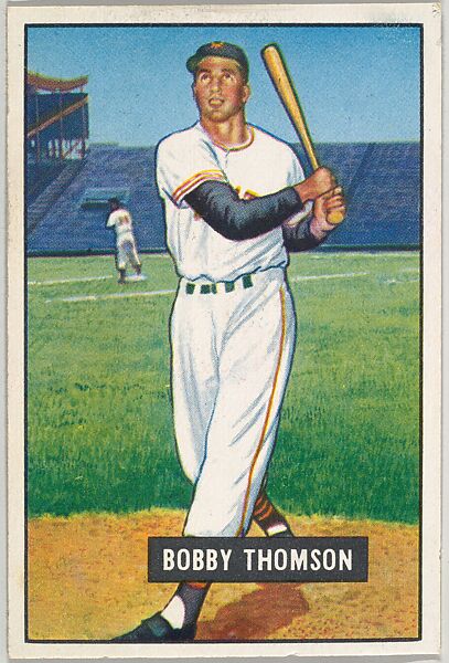 Bobby Thomson, Outfield, New York Giants, from Picture Cards, series 5 (R406-5) issued by Bowman Gum, Issued by Bowman Gum Company, Commercial color lithograph 
