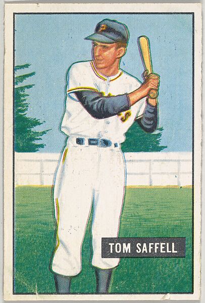 Tom Saffell, Outfield, Pittsburgh Pirates, from Picture Cards, series 5 (R406-5) issued by Bowman Gum, Issued by Bowman Gum Company, Commercial color lithograph 