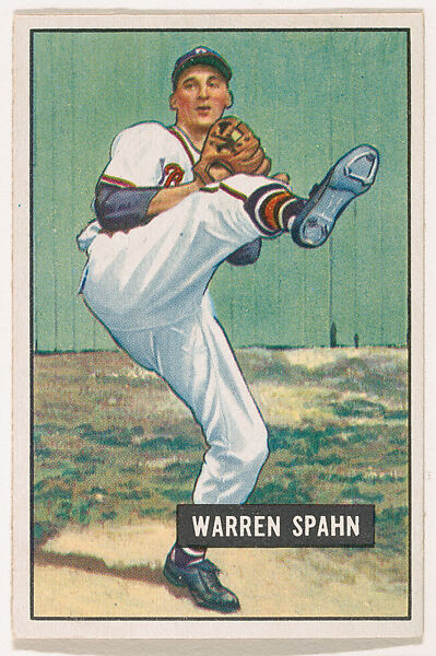 Warren Spahn, Pitcher, Boston Braves, from Picture Cards, series 5 (R406-5) issued by Bowman Gum, Issued by Bowman Gum Company, Commercial color lithograph 