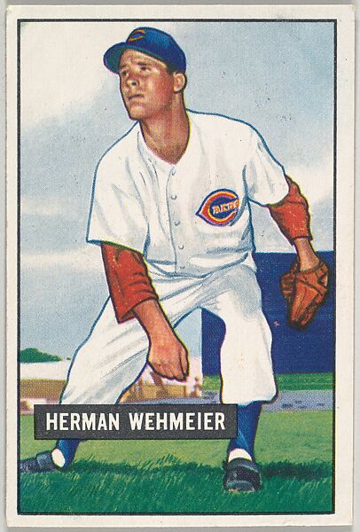 Herman Wehmeier, Pitcher, Cincinnati Reds, from Picture Cards, series 5 (R406-5) issued by Bowman Gum, Issued by Bowman Gum Company, Commercial color lithograph 