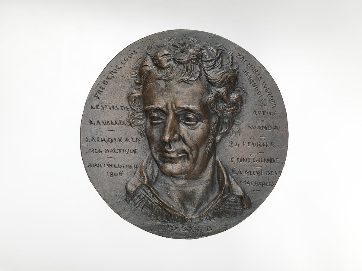 Friedrich Ludwig Zacharias Werner (1768–1823), Medalist: Pierre Jean David d&#39;Angers (French, Angers 1788–1856 Paris), Bronze, French 