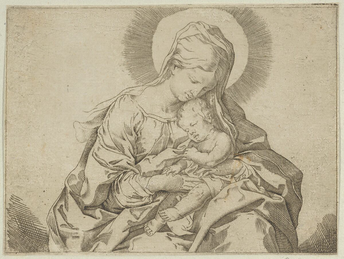 The Virgin holding the infant Christ, after Reni, Anonymous, 17th century, Etching 