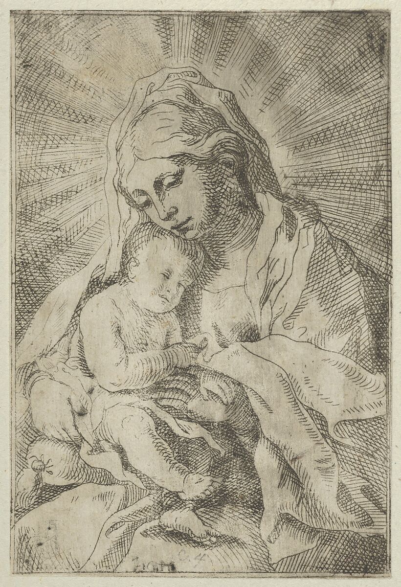 The Virgin holding the infant Christ, after Reni, Anonymous, 17th century, Etching 