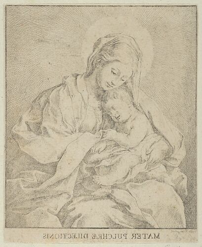 The Virgin holding the infant Christ, after Reni, counterproof