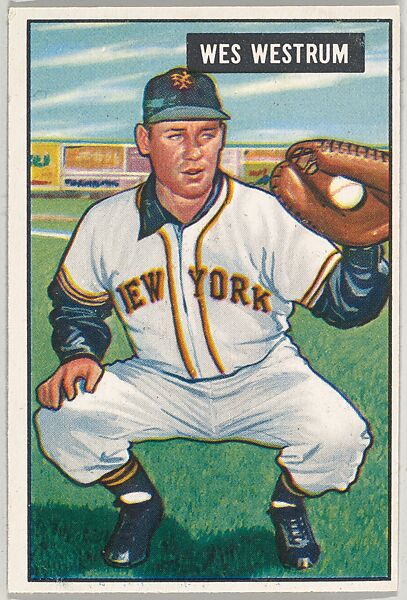 Wes Westrum, Catcher, New York Giants, from Picture Cards, series 5 (R406-5) issued by Bowman Gum, Issued by Bowman Gum Company, Commercial color lithograph 