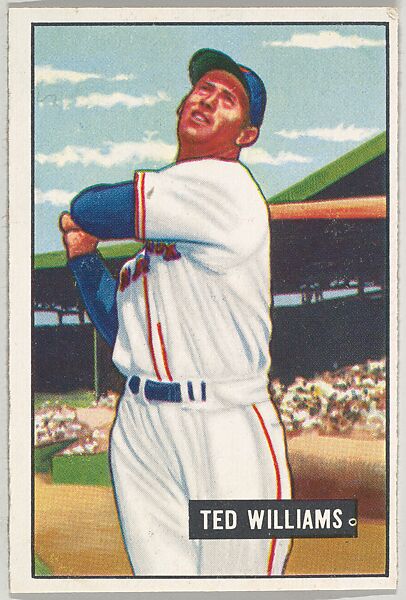 Issued by Bowman Gum Company  Ted Williams, Outfield, Boston Red