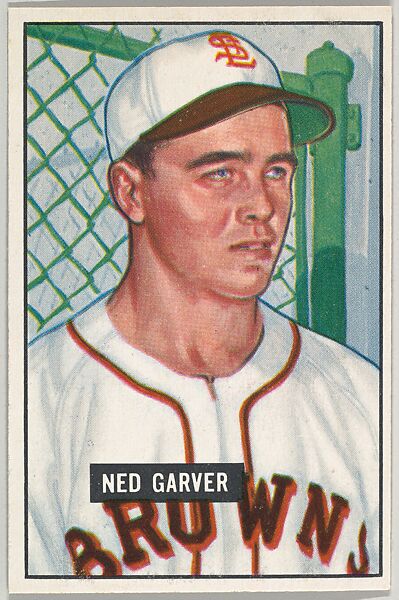 Ned Garver, Pitcher, St. Louis Browns, from Picture Cards, series 5 (R406-5) issued by Bowman Gum, Issued by Bowman Gum Company, Commercial color lithograph