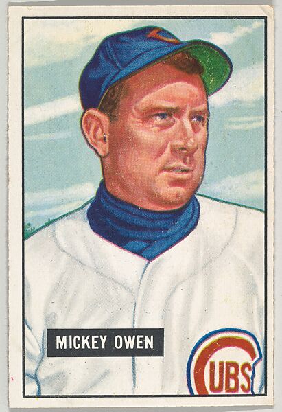 Mickey Owen, Catcher, Chicago Cubs, from Picture Cards, series 5 (R406-5) issued by Bowman Gum, Issued by Bowman Gum Company, Commercial color lithograph 