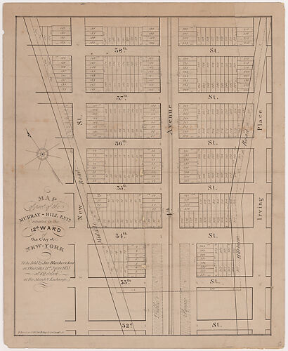 Map of part of the Murray-Hill Estate, Situated in the 12th Ward of the City of New York, to be sold by James Bleecker & Sons on Thursday 11th June 1835, at 12 o'clock, at the Merchant's Exchange