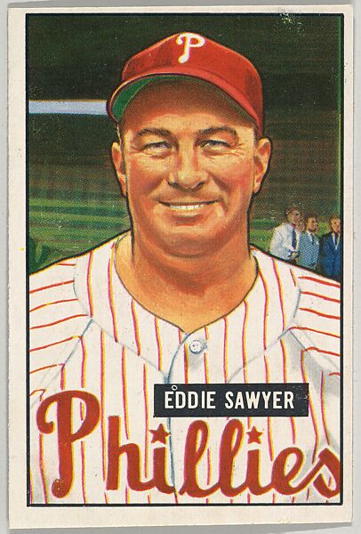 Eddie Sawyer, Manager Philadelphia Phillies, from Picture Cards, series 5 (R406-5) issued by Bowman Gum, Issued by Bowman Gum Company, Commercial color lithograph 