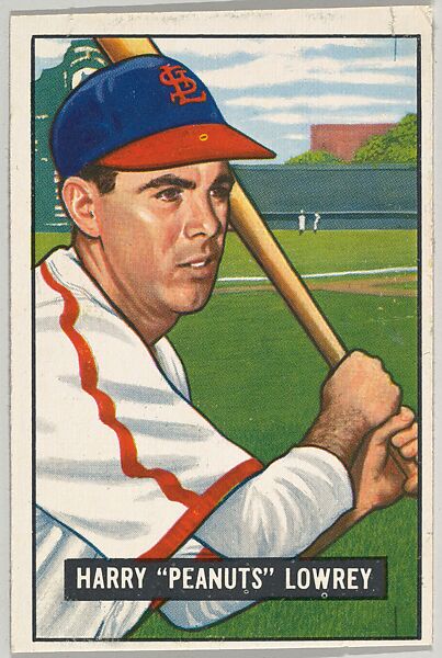 Harry "Peanuts" Lowrey, Outfield, St. Louis Cardinals, from Picture Cards, series 5 (R406-5) issued by Bowman Gum, Issued by Bowman Gum Company, Commercial color lithograph 