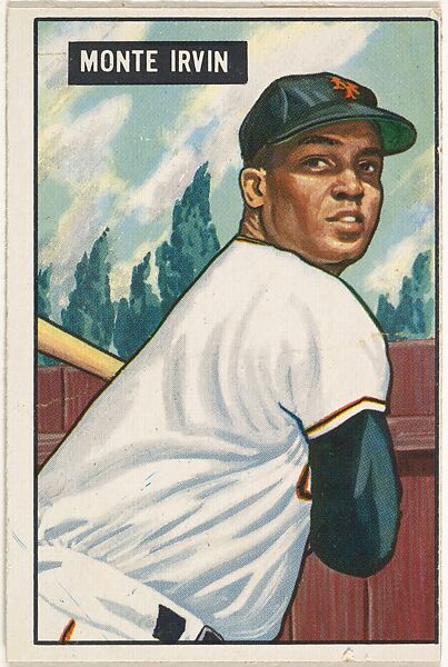 Monte Irvin, 1st Base, New York Giants, from Picture Cards, series 5 (R406-5) issued by Bowman Gum, Issued by Bowman Gum Company, Commercial color lithograph 