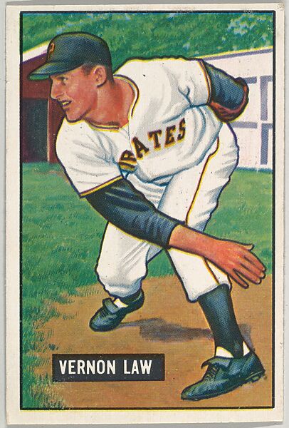 Vernon Law, Pitcher, Pittsburgh Pirates, from Picture Cards, series 5 (R406-5) issued by Bowman Gum, Issued by Bowman Gum Company, Commercial color lithograph 