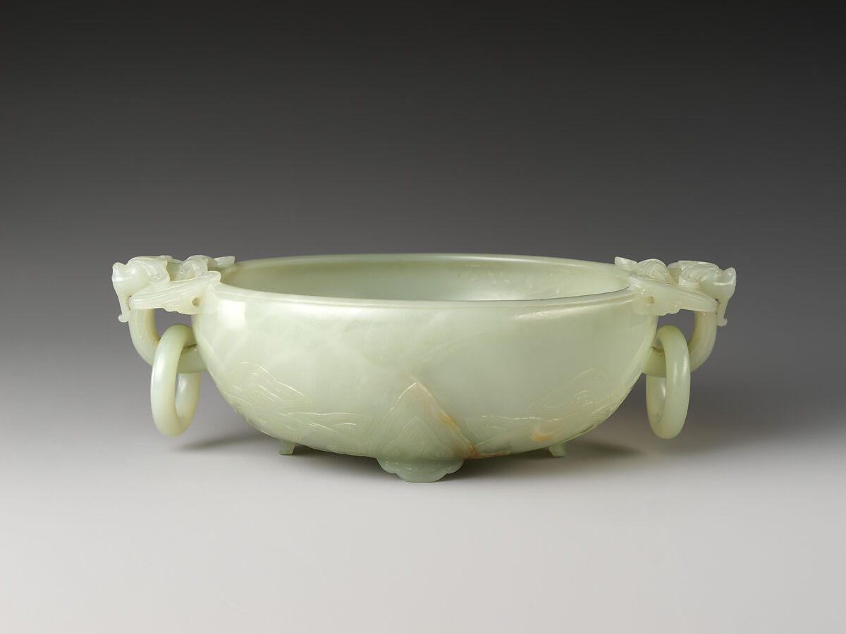 Bowl with sacred lily, Jade (nephrite), China