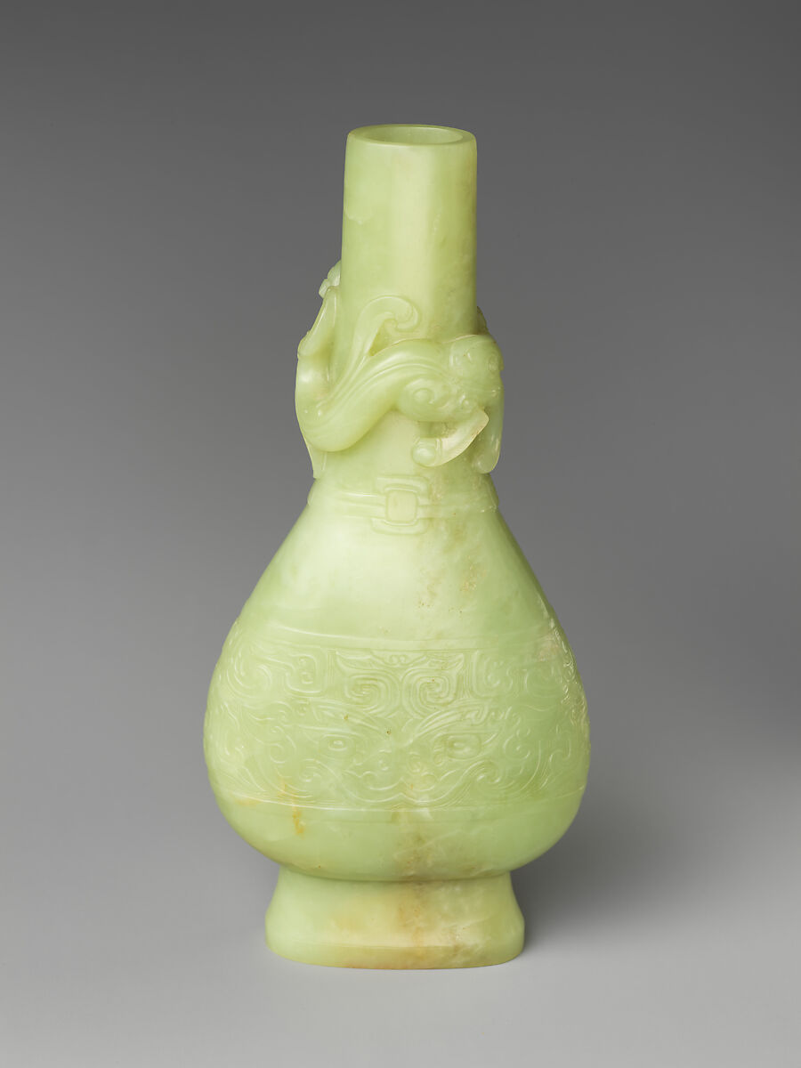 Vase circled with a chi dragon, Jade (nephrite), China