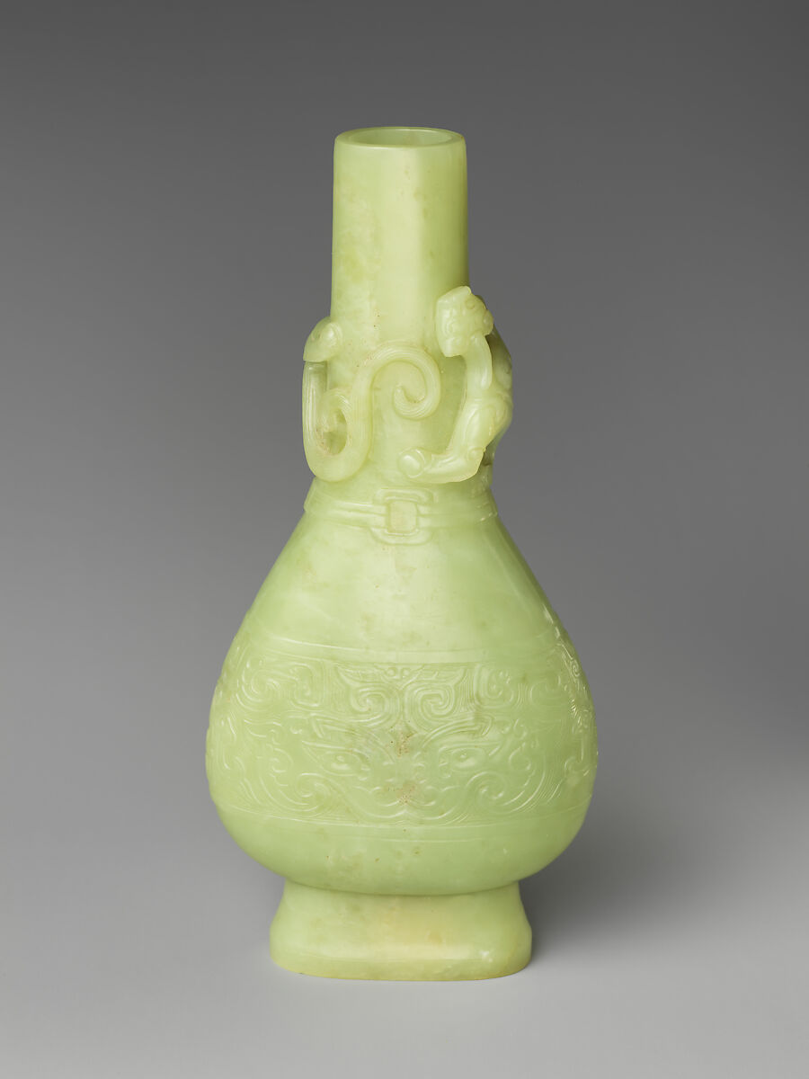 Vase circled with a chi dragon, Jade (nephrite), China 
