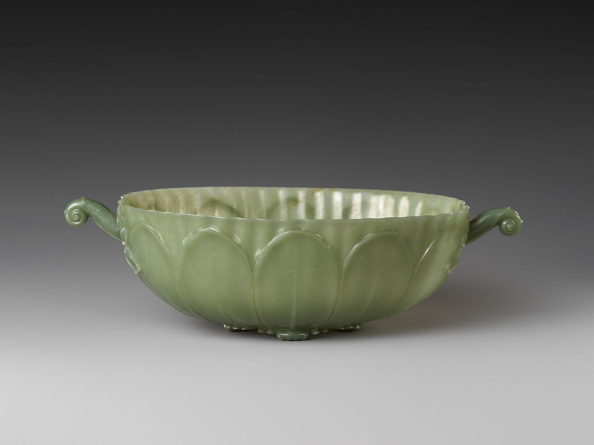 Bowl with floral design, Jade (nephrite), Turkey