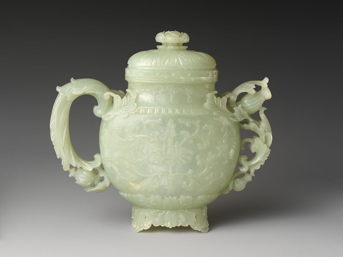 Ewer with floral design, Jade (nephrite), China