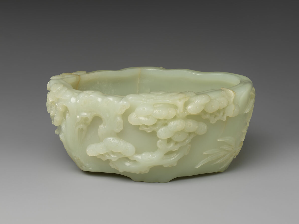 Brush washer with pine trees, Jade (nephrite), China 