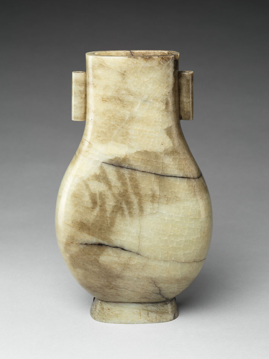 Archaic-style vase with poem composed by the Qianlong Emperor, Jade (nephrite), China