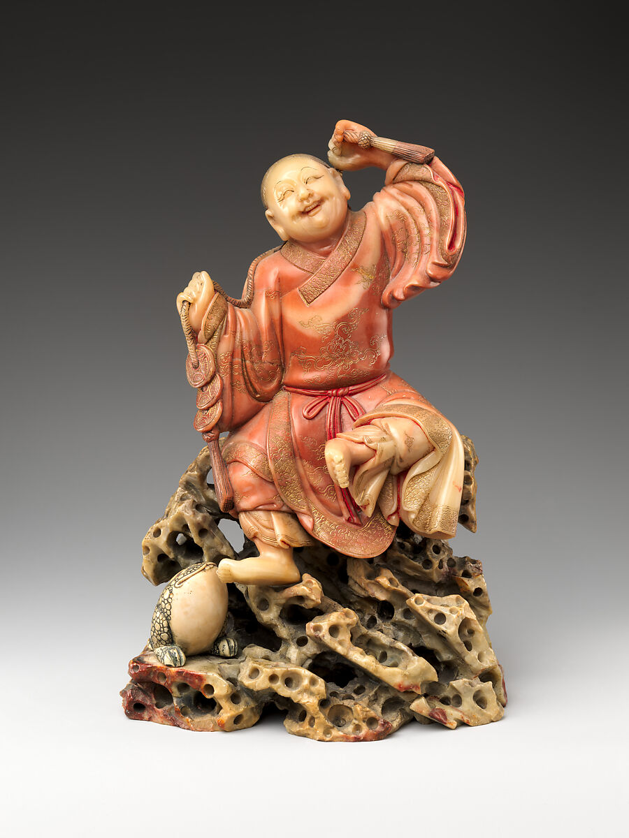 Immortal Liu Hai playing with a frog, Soapstone, China 