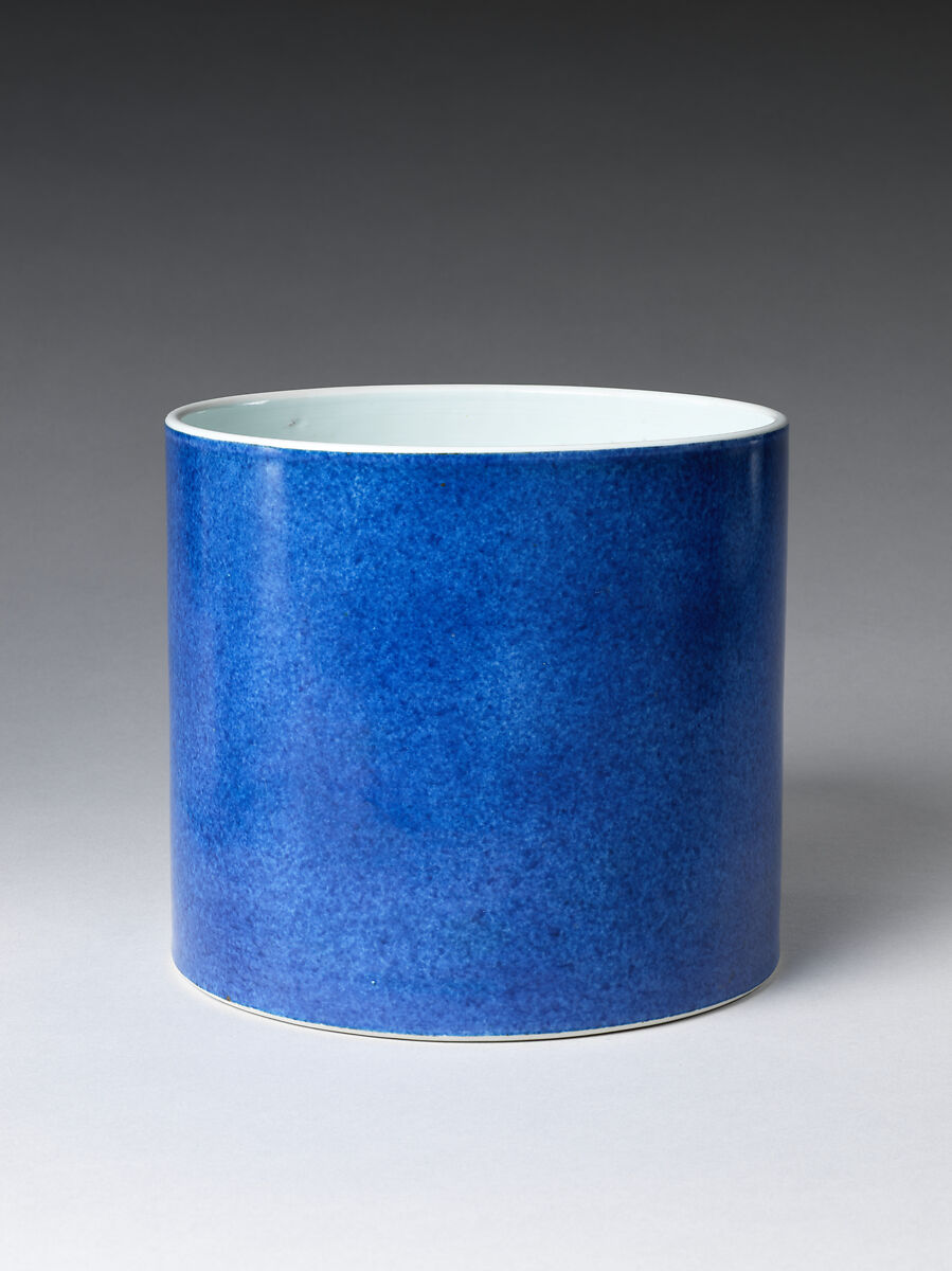 Brush holder, Porcelain with powder blue glaze (Jingdezhen ware), China 