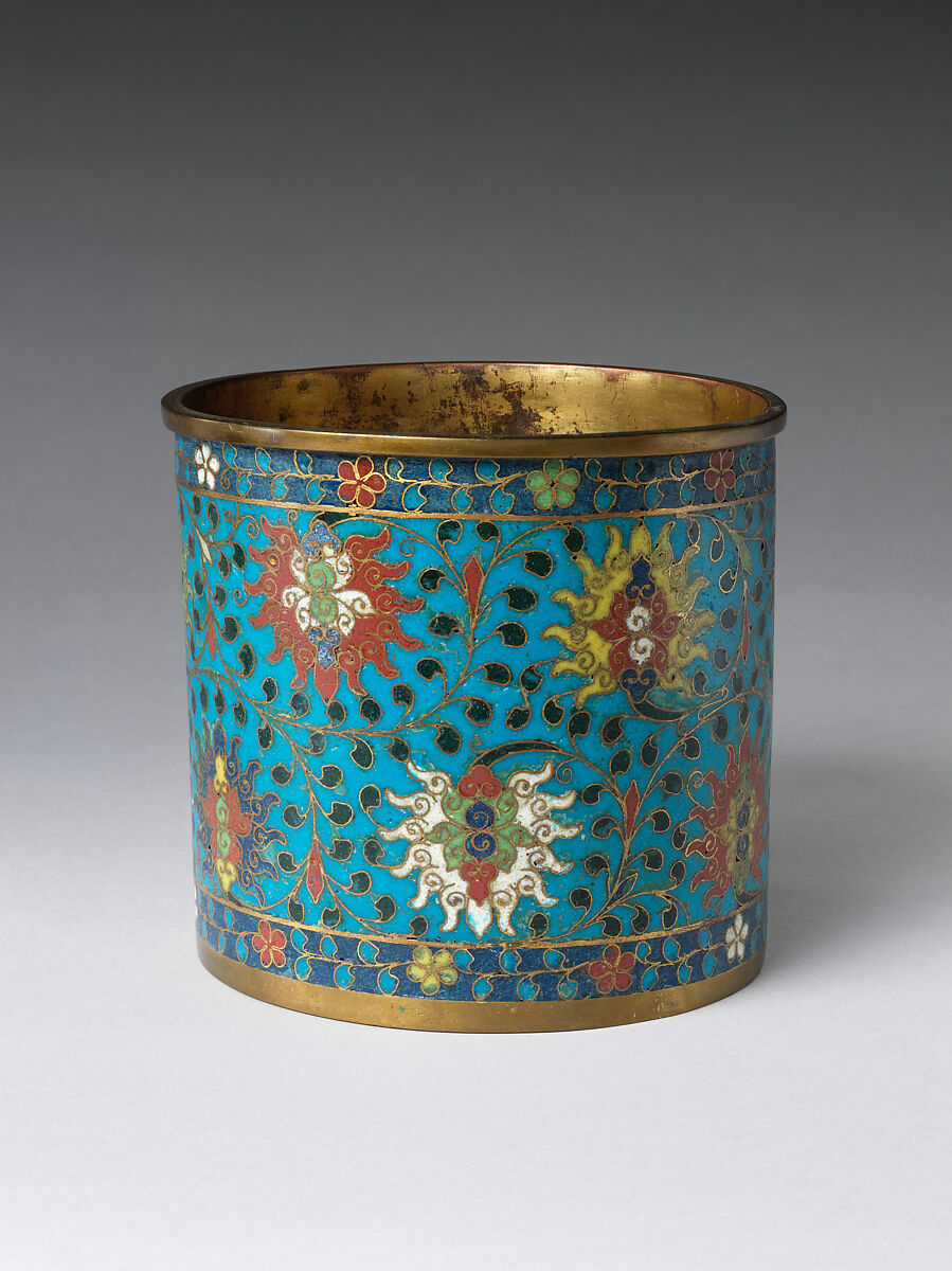 Brush pot, Cloisonné enamel and gilt, China