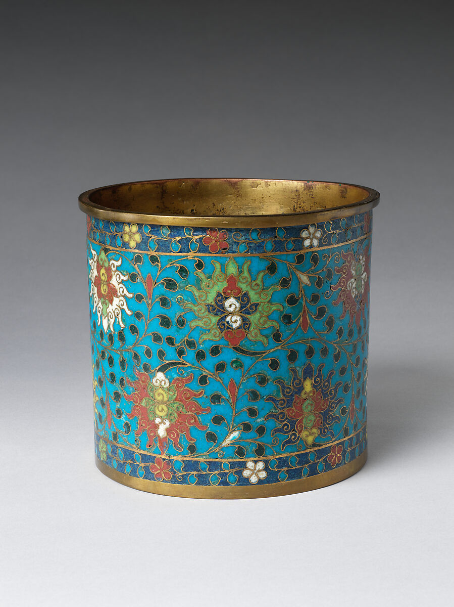 Brush pot, Cloisonné enamel and gilt, China
