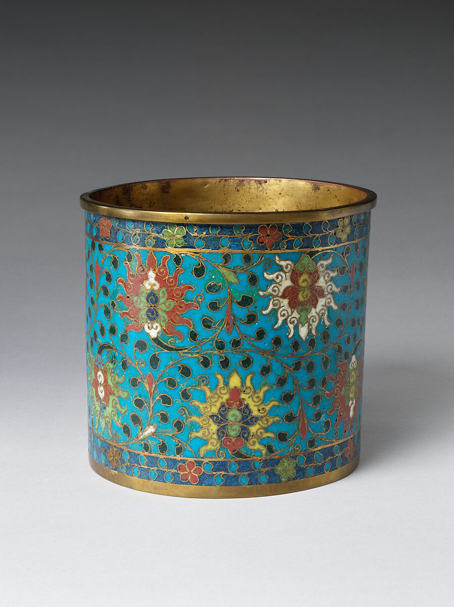 Brush pot, Cloisonné enamel and gilt, China