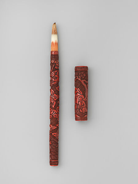 Brush and cover, Red lacquer, China