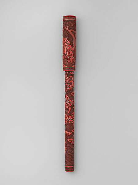 Brush and cover, Red lacquer, China 