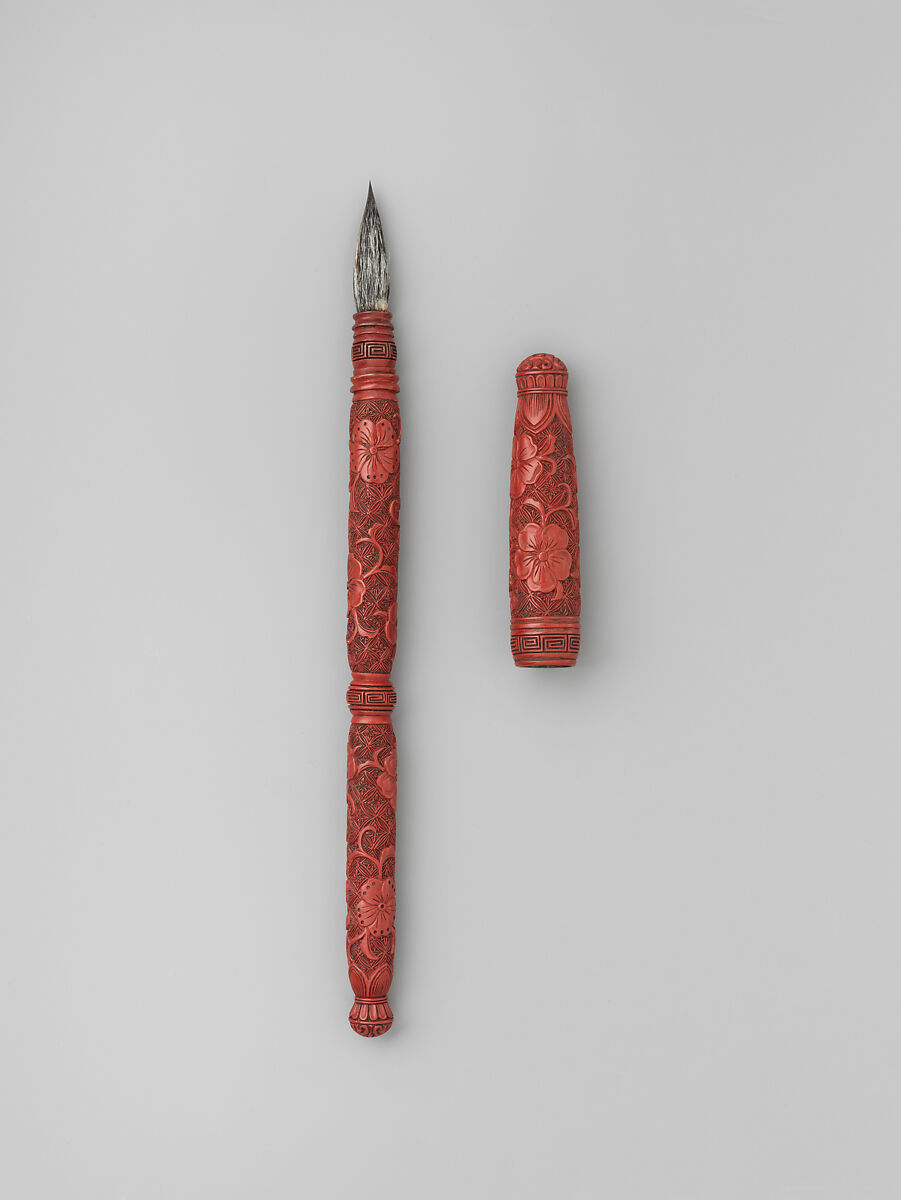Brush and cover, Red lacquer, China