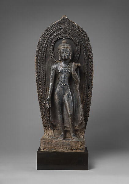 Standing Buddha, Black stone, Nepal 